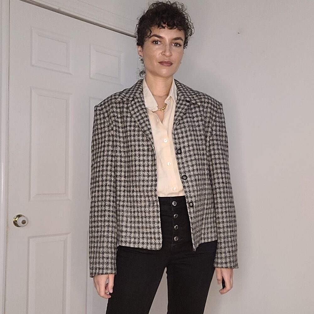Vintage gray check blazer